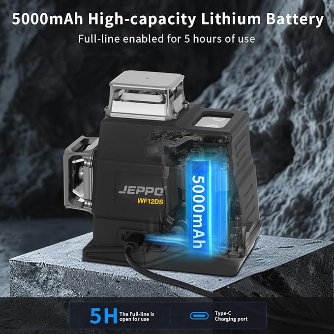 JEPPO Laser Level with Tripod,3D Green Laser Level 3x360 Self Leveling,12 Line Lazer Leveler Tool for Construction,Picture Hanging,APP Remote Control,Rechargeable Battery,Magnetic Rotating Stand