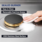 ROBAM 30" Gas Cooktop G513 with 5 Made in Italy Brass Burners, Built-in NG/LPG Convertible Gas Stove, 20,000 BTUs Power Burner, Flameout Protection