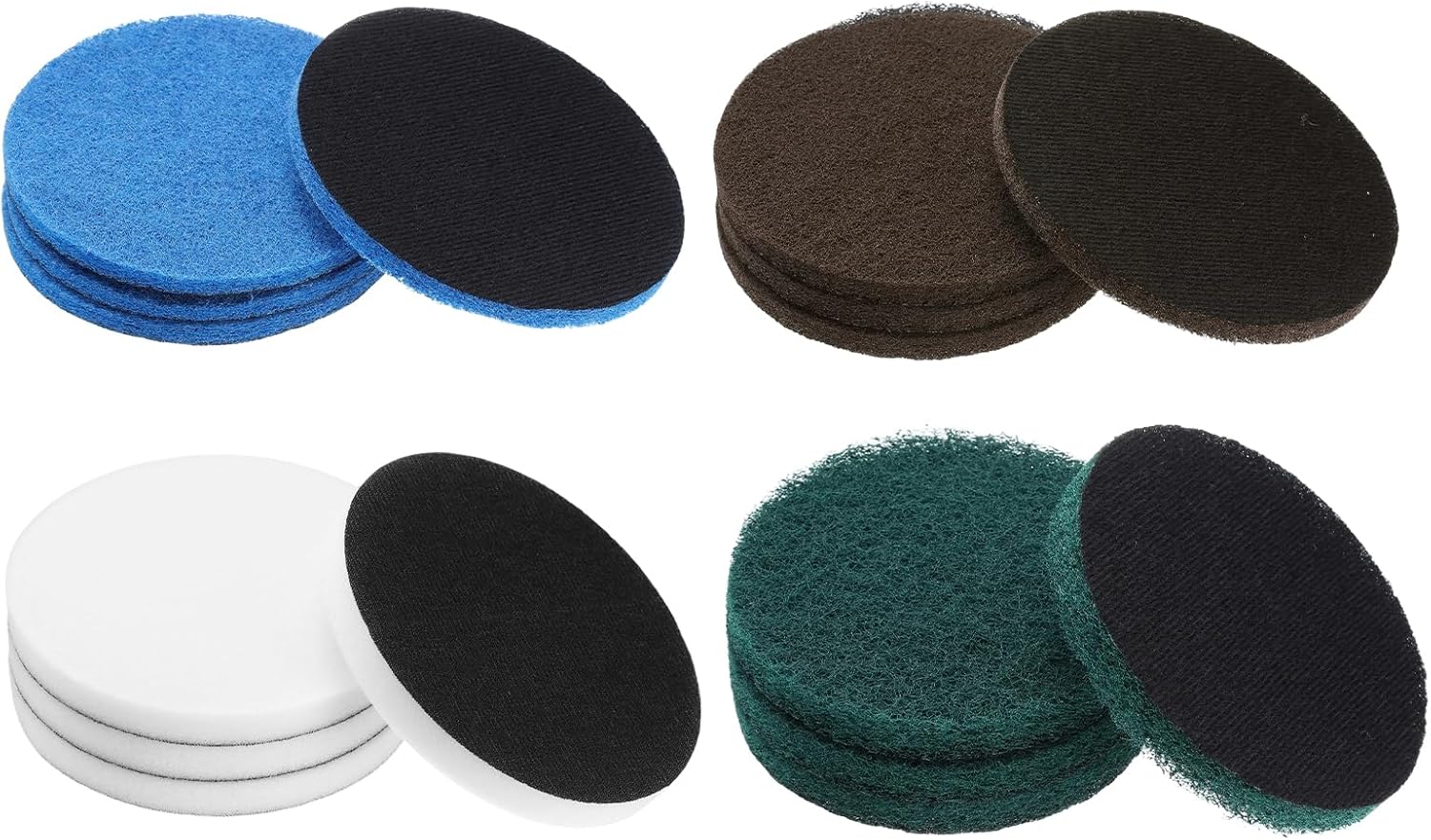 uxcell 16 Pcs 5 Inch Nylon Hoop Scrubbing Pad 120/240 Grits Scrubber Scouring Pads Hoop and Loop Surface Conditioning Drill Scuffing Disc, Green/Brown/Blue/White