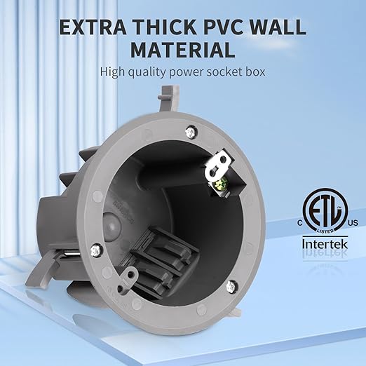 10 PK Round Old Work Electrical Box, 18 Cubic Inch Round Ceiling Electrical Box for Old Work, PVC, ETL Listed to UL514C and UL263, Fire Rated for Two Hours