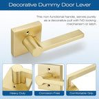 EHOMEWARE 8 Pack Gold Dummy Door Handle, Heavy Duty Single Sided Door Lever, Non Funtional Interior Door Handles for Pull or Push Only