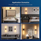 FLSNT Matte Black 2-Light Wall Sconce with Clear T30 Edison LED Bulbs, Dimmable E26 Standing Lamp, 2700K Soft White, 90 CRI, 350LM, Aluminum Alloy Wall Lamp for Living Room, Bedroom, Office