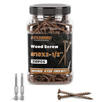 Wood Screws 2-1/2 Inch, FIXLINK Deck Screws #10 x 2-1/2", 310 PCS, Epoxy Coated, T25 Star Bit Above 1500 Hour Salt Spray Coating Outdoor Decking Screws Excellent Rust Resistant for Wood Fence, Brown