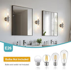 2 Light Bathroom Vanity Light Brushed Nickel, Bathroom Light Fixtures Side Mirror, Vintage Wall Lamp for Bedroom, Modern Bedroom Vanity Lighting Fixtures with Glass Shade