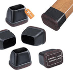 Ezprotekt 16 Pcs Rectangle Black Felt Chair Leg Floor Protectors for Hardwood Floors, Rectangle Silicone Felt Furniture Pads Caps, Table Leg Covers Cups Anti- Scratches (Fit W:0.6-0.8", L:0.9-1.3")