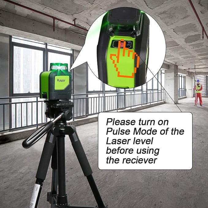 Huepar Laser Detector LR-6RG for Laser Level, Compatible with Huepar & Pro Laser Levels with Pulse Mode Only, Detect Green&Red Beams Laser Receiver, Up to 200Ft, Three-Side LED Display, Clamp Included