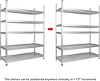 Amazon Basics 4000IBS Heavy Duty Adjustable Storage Shelving Unit, 5 Shelf, High-Grade Aluminum, Silver, 60 x 24 x 78 Inch