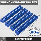 80PCS Modular Wrench Organizer Wrench Holder - Wrench Tool Organizers for Tool Drawer Storage, Wrench Storage Set with Metric & SAE Label, Wrench Rack Tool Gift for Professional Mechanics Men, Blue