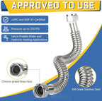 10-Pack GUOFIS Corrugated Flexible Stainless Steel Water Heater Connector,3/4" FIP x 3/4" FIP Hose for Water Heater/Water Softener(24-Inch)(HOSE040-10Pack)