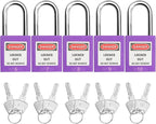 SAFBY Lockout Tagout Locks, Safety Padlock, Keyed Differently Loto Safety Padlocks for Lock Out Tag Out Kits Station (Purple 1-10)