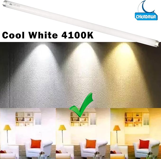 24 Inch Fluorescent Light Bulb F17T8/841 17 Watts, 2 Ft T8 17W Cool White 4100K Straight Linear Fluorescent Tube, G13 Medium Bi-Pin Base, 6 Pack