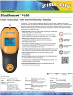 Zircon StudSensor A150 Wall Scanner and Center/Edge Locating Stud Finder with WireWarning Detection and Signal Strength Indicator, Center Finding
