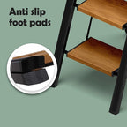 Taranta 3 Step Ladder,Aluminum Lightweight Folding 3 Step Stool with Anti-Slip Wide Pedal, 330lbs Capacity Step Ladder for Household,Kitchen,Office - BlackWoodgrain