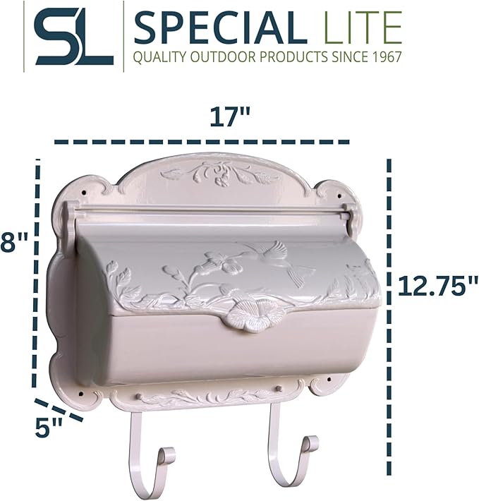 Special Lite Hummingbird Horizontal Wall Mount Mailbox - White Aluminum Mailbox for Wall Mount - SHB-1004-WH