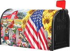 America Flag Patriotic Mailbox Covers - 4th of July Magnetic Standard Size 25.5x21 Inch Summer Floral Bird Waterproof Mailbox Wraps - Post Letter Box Covers - Garden Yard Decor for Outdoor