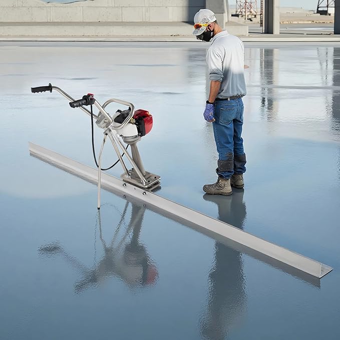 1.4HP Concrete Power Screed with 10ft & 14ft Aluminum Boards, Vibrating Screed Concrete Tool 8000RPM with Adjustable armrests and brackets for Construction