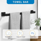 5 Pieces Bathroom Hardware Accessories Set Black Towel Bar Set Towel Holder Racks Set for Bathroom,SUS304 Stainless Steel,Wall Mounted 23.6-Inch
