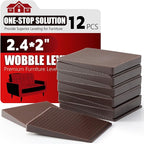 Furniture Leveler 12pcs Kit Size Variety | Multi-Purpose Rubber Shim for Leveling Feet Stable | Anti-Wobble Pad for Uneven Table, Dresser Leg, Toliet and More Furniture | Prevent from Wobbling