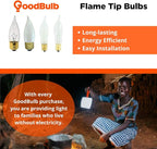 GoodBulb 7 Watt Flame Tip Candelabra Light Bulbs CA6 Frosted Finish E12 Base 2700K Soft White CFF Dimmable 7W 85 Lumens Decorative Chandelier Bulbs Incandescent 12 Pack