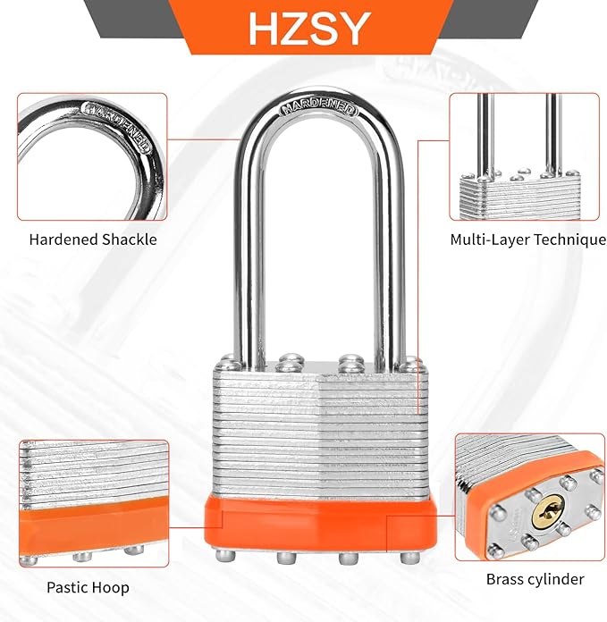 Padlocks Keyed Alike, Pack of 24, Laminated Steel Keyed Lock (1-9/16", 40mm), Padlocks with Same Key, Long Shackle, for Toolbox, Locker & StorageUnit or More