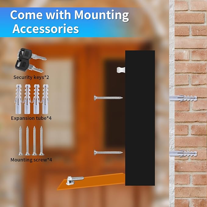 Locking Wall-Mount Mailbox, Wood Vintage Metal Mailboxes for Outside, Security Drop Box with Lock, Large Capacity Mounted Mailbox, Heavy Duty Thickened Mailbox