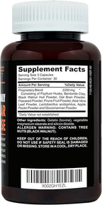 Clinical Daily Regular Cleanse. Natural Colon Cleanser & Detox for Energy and Constipation Relief. 90 Herbal Dietary Fiber Pills - Psyllium Husk Powder Capsules with Glucomannan, Aloe, PROBIOTICS