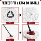 9Pcs Spin Mop Replacement Heads, White Large 360° Easy Wring Spin Mop Head 100% Microfiber Refill, Easy Cleaning Spin Mop Head, Deep Clean, Machine Washable for Easy House Cleaning Floor Mopping