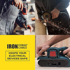 Iron Forge Cable 24 Outlet Heavy Duty Surge Protector Power Strip with Built-in Circuit Breaker, 14/3 SJT Black & Yellow with 9 ft Extension Cord