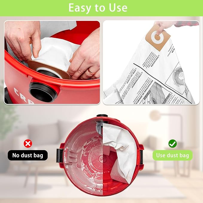 MZY LLC 1 Pack 17816 Filter for Craftsman Shop Vac Filter Cartridge Replacement with 2 Pack CMXZVBE38749 General Purpose Dust Collection Bags for 16 and 20 Gallon Shop Vacuums