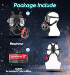 Gas Masks Survival Nuclear and Chemical Military Grade with 40mm Activated Carbon Filter, Full Face Gas Respirator Mask for Organic Vapor, Chemicals, Dust, Paint Spray, Polish, Weld, Fume, Gases