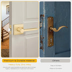 EHOMEWARE 3 Pack Passage Door Handles, Satin Brass Door Knobs Interior, Hallway Closet Door Levers Keyless Gold Door Handle, Heavy Duty Suqare Door Handle Set for Left or Right Handed Doors