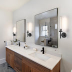 Modern Black Hardwired Wall Sconces, 21'' Knurled Bathroom Wall Sconce, Indoor Wall Sconce,Copper and Glass Vanity Light, for Living,Bedroom, Hallway, Staircases, Include Bulbs