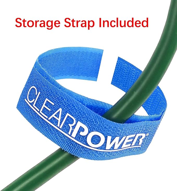 Clear Power Outdoor Extension Cord - 15 FT, Green | Lawn & Garden, 16/3 SJTW, Water & Weather Resistant, Flame Retardant, 3 Prong Grounded Plug, Perfect for Christmas and Holiday (CP10198)