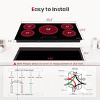GASLAND 36 Inch Induction Cooktop 5 Burners, 7400W Built-in Induction Stovetop with Booster and Timer, 220-240V Electric Hob, 9 Power Levels, Senor Touch Control, Child Safety Lock, Hard Wire