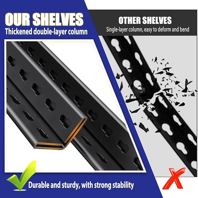 Garage Shelving-3500 lbs 5 Tier Storage Shelves,Adjustable Heavy Duty Metal Shelving Unit and Storage Large Wire Rack,Utility Steel Shelf for Warehouse Industrial Pantry Basement -72"x59"x20",Black