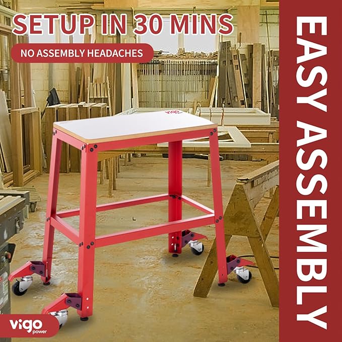 Universal Planer Stand with Wheels｜Heavy-Duty 700 lbs Tool Stand for Drill Press, Table Saw, Thickness Planer, Miter Saw｜Smooth Locking Pedal, MDF Top, Durable Metal Frame for Woodworking & Garage