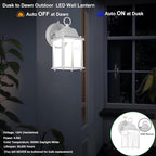 LIT-PaTH Dusk to Dawn Outdoor Wall Lantern, LED Wall Sconce, 5000K Daylight White, 9.5W, 800 Lumen, Aluminum Housing Plus Glass, Outdoor Rated, 2-Pack, White