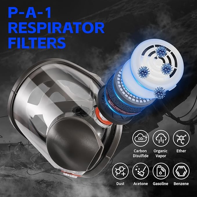 Full Face Gas Mask - Gas Masks Survival Nuclear and Chemical, Reusable Respirator Mask (6800+P-A-1)