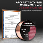 ARCCAPTAIN MIG Welding Wire, MIG Wire ER70S-6 2Lbs Gas Solid Carbon Steel Low Splatter MIG Welding Wire Compatible With Lincoln Miller Forney Harbor Welder 1KG (0.023" 2Lb)