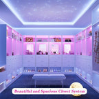 Unikito 100 Inch Closet System with Drawers, 8FT Wood Closets Organizer with Mirror Design, Freestanding Heavy Duty Walk in Closet Tower for Bedroom, Max Load 2000 LBS, Easy Assembly, White