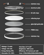 6 Inch Recessed Ceiling Light, Dimmable, 1050LM, 2700K-5000K 5CCT, Ultra-Thin, 1 Pack LED Recessed Lighting for Kitchen, Bedroom and Living Room