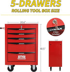 5-Drawer Steel Rolling Tool Cart with Wheels & Handle, Heavy-Duty Tool Chest Storage Cabinet for Garage and Workshop