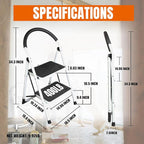 2 Step Ladder, Folding Lightweight Step Stool with Wide Anti-Slip Pedal for Home, Office, Kitchen and Garage, Service Height 18.5 inch, 400 lbs Capacity