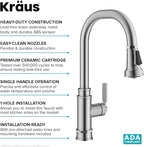 KRAUS Allyn Transitional Industrial Pull-Down Single Handle Kitchen Faucet in Spot-Free Stainless Steel, KPF-4101SFS