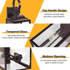 19" Oil Rubbed Bronze Outdoor Wall Lantern 2-Light, Large Outside Modern Sconce Light Fixture, Brown Porch Light Wall Mount with Glass, Waterproof Farmhouse Exterior Lamp Lighting, 2 Pack