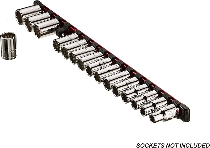 ARES 70204-3-Piece Aluminum Socket Organizer - 1/4-Inch, 3/8-Inch, and 1/2-Inch Drive Socket Rails Hold 48 Sockets and Keep Your Tool Box Organized