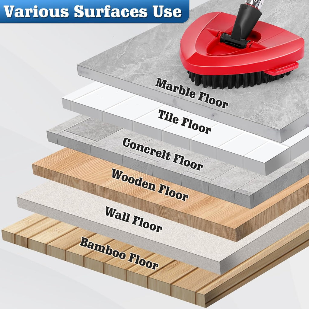 2 Pcs Full-Coverage Spin Mop Scrub Brush Heads and 1 Mop Base Part Replacement with Oceda RinseClean 2-Tank System,Hard Bristle Cleaning Brush for Bathroom Kitchen Tile