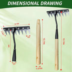 Upgraded Cultivator rake, Spray-Coated Rust-Proof Manganese Steel Weed rake, and 8-Tines Garden Weed Puller Tool with Wooden Handle — All for Lawn and Garden, Ideal gardinia uprooting Tool.