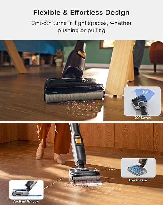 roborock F25 BX Wet Dry Vacuum Cleaner, Cordless Vacuum Mop All in One with 20000Pa, 194°F Hot Air Flash Drying & Self Cleaning, Zero-Tangle Wet Mop Cleaner for Hard Floor, 180° Lie Flat