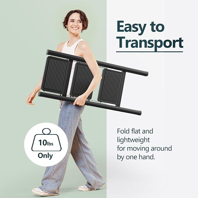 WOA WOA 3 Step Ladder, Folding Step Stool with Non-Slip Pedals, Portable Stepping Stool for Adults, Sturdy Steel Ladder, Space Saving for Home, Anti Skid Feet, Support 330lbs - Black